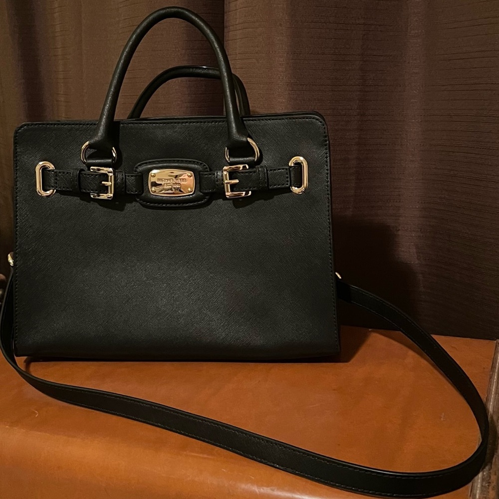 NWT Michael Kors - Hamilton EW Satchel - Black - Leather w/shoulder strap. - Picture 2 of 11